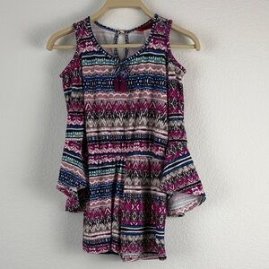 Vibrant Pink and Blue Tribal Romper